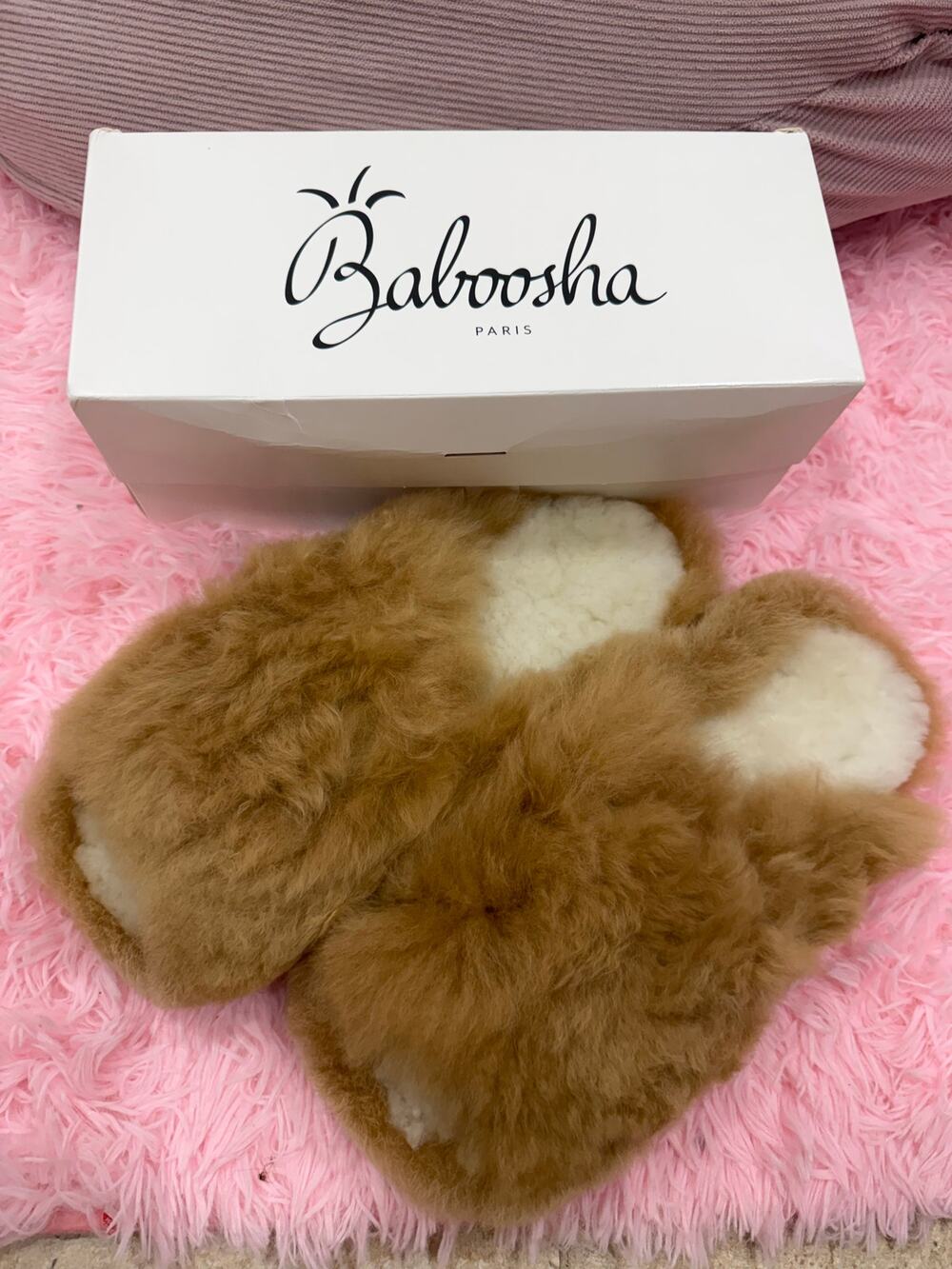 Baboosha Ginger Honey Platform Alpaca Slippers Size Medium